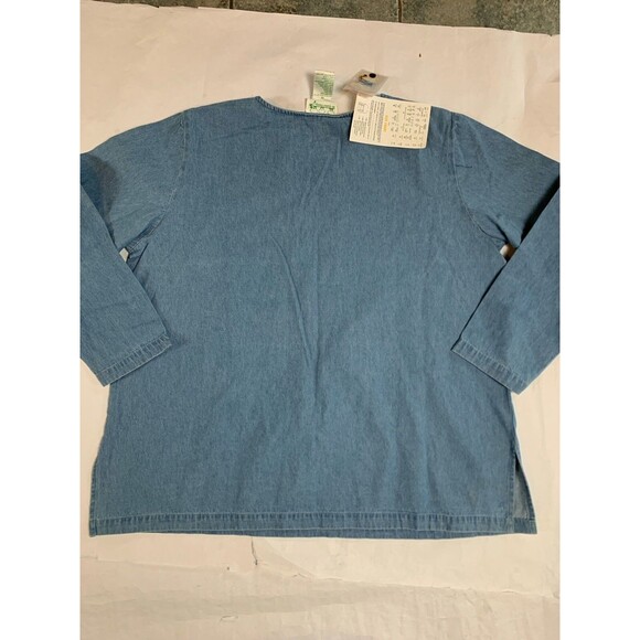 Quacker Factory Skirt Duo Womans 1X Blue Denim Blouse and Skirt with Snowman - Picture 2 of 13